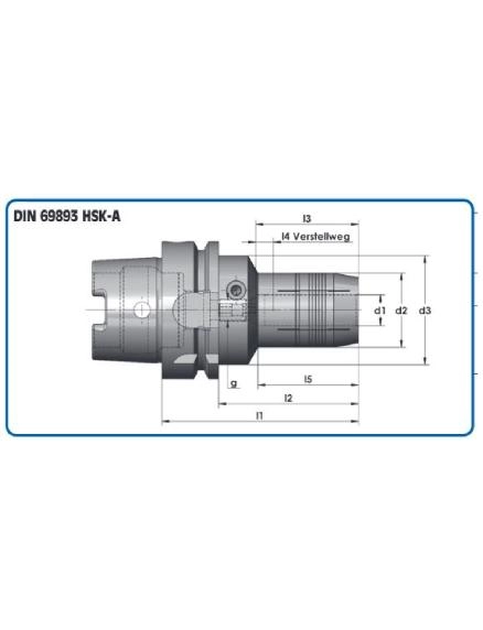 Hydraulic chuck with centralcoolant supply by means ofadjusting screw DIN 69893 HSK-A