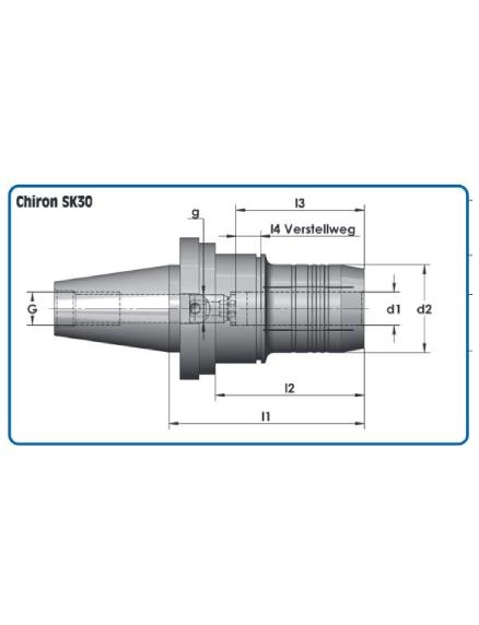 Hydraulic chuck Chiron - SK 30with coolant feed