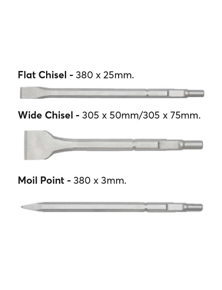 Kango Style Chisels - 19 mm Hex Shank